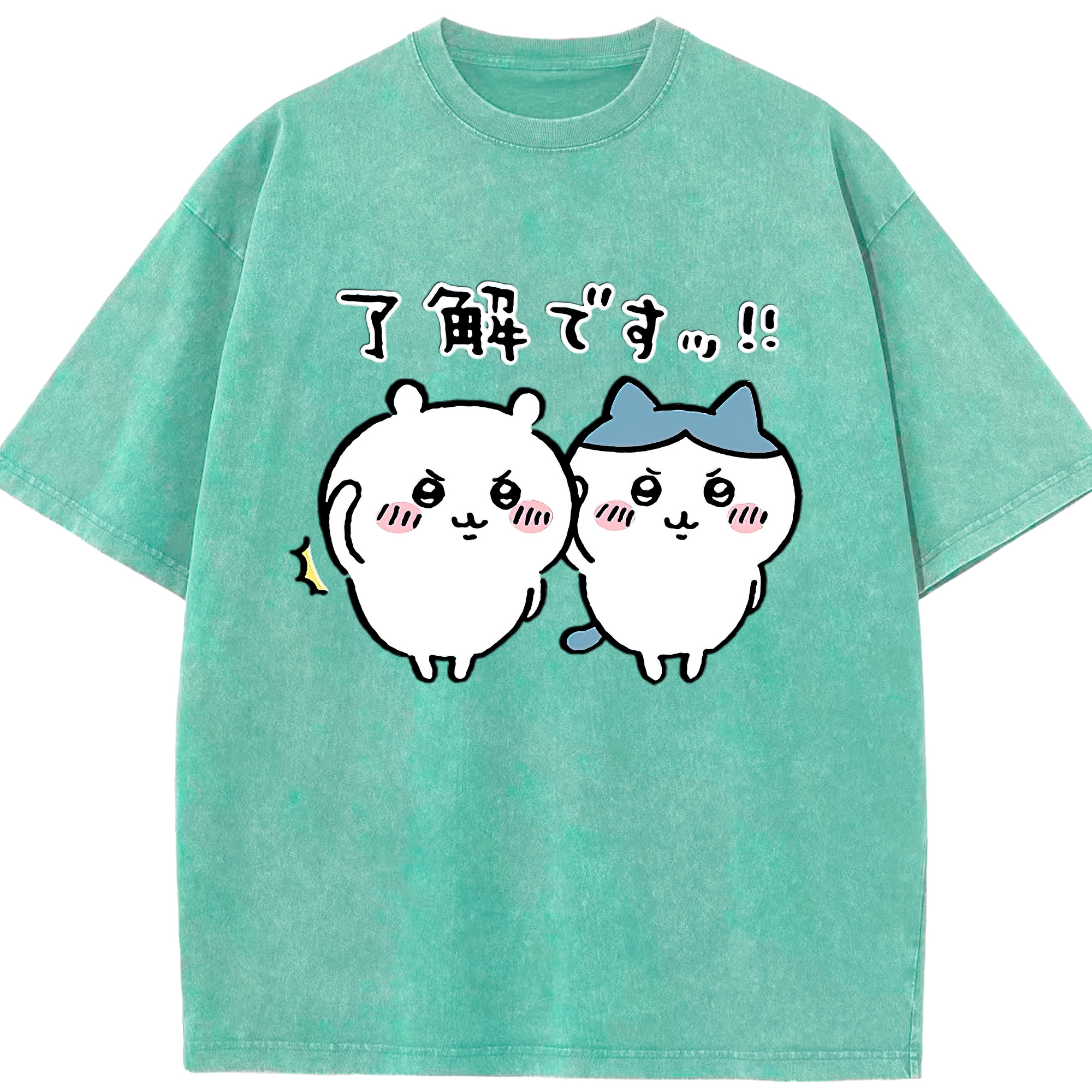 （画像用） ちいかわ ハチワレ Chii-kawa hachiware 綿100% ヴィンテージ風 半袖Tシャツ（フロントプリント）